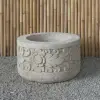 Product image 3 of the product “Balinese style tube round pot, with carving - 70cm Dia., 40 cm Height, Taro sand ”